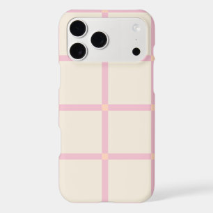 Soft Beige & Pink Grid Pattern