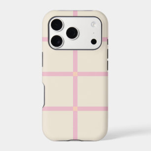 Soft Beige & Pink Grid Pattern