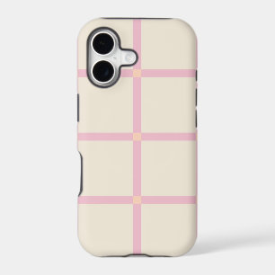 Soft Beige & Pink Grid Pattern