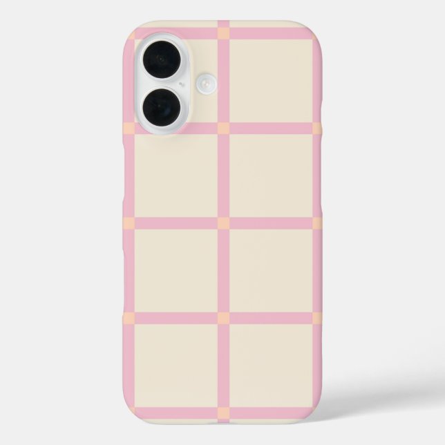 Soft Beige & Pink Grid Pattern Case-Mate iPhone Case (Back)