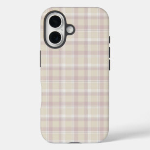Soft beige Plaid iPhone 7, Tough iPhone 16 Case