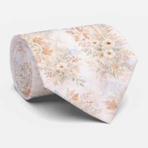 Soft Beige Watercolor Floral Tie