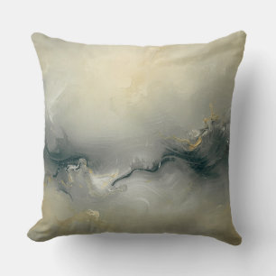 Soft Black Champagne Gold Warm Gray Abstract Print Cushion
