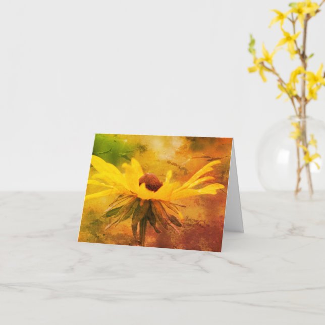Soft Black Eyed Susan Floral Art Note  Card (Yellow Flower)