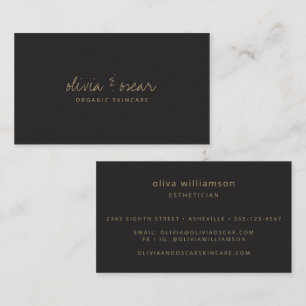 Soft Black Gold Script Skincare Esthetician Card