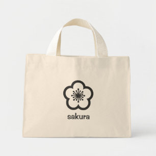 Soft Black Sakura Blossom Mini Tote Bag