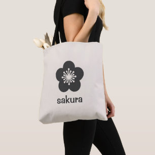 Soft Black Sakura Blossom Silhouette - Neutral Tote Bag