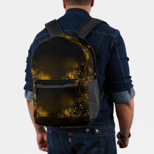 Soft Black  Watercolor Gold Splash Elegant Printed Backpack