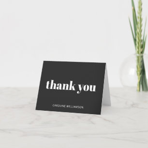 Soft Black White Bold Modern Elegant Personalised Thank You Card