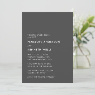 Soft Black White Bold Modern Minimal Wedding Invitation
