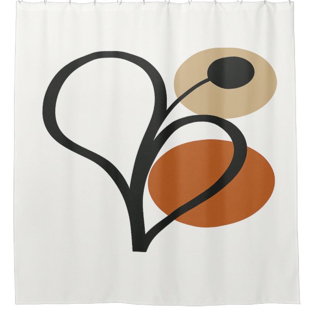 Soft Bloom Contemporary Botanical Shower Curtain (Front)