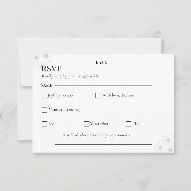 Soft Bloom Elegance / Minimalist Floral Wedding  RSVP Card (Front)