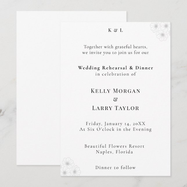 Soft Bloom Elegance Wedding Rehearsal Invitation (Front/Back)