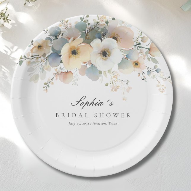 Soft Bloom Elegant Bridal Shower Paper Plate (Soft Bloom Elegant Bridal Shower Paper Plates)
