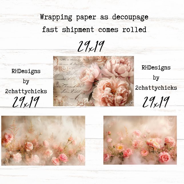 Soft Bloom Peach French Wrapping Decoupage Papers Paper Sheet (Creator Uploaded)