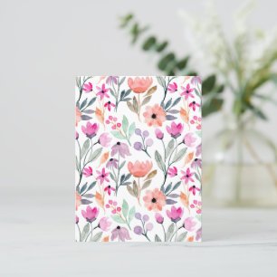 Soft Bloom Watercolor Flower Pattern Pastel Postcard