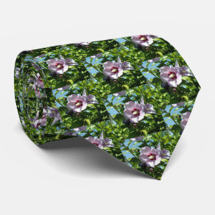 "Soft Blooms: Mauve Hibiscus Flower on a Tree" Tie