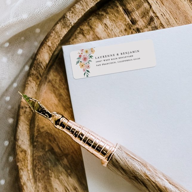 Soft Blooms Wedding Return Address Label Stickers (Creator Uploaded)