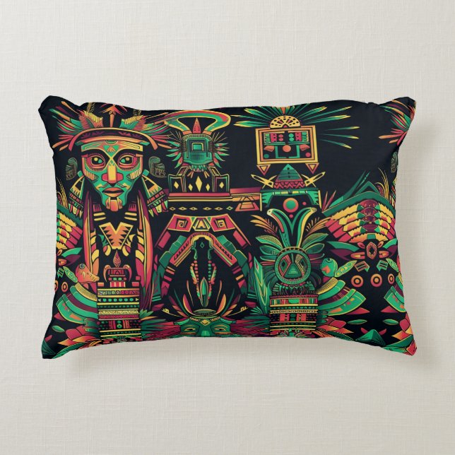 Soft Blue "Ancestral Paradigm" Plush Accent Cushio Decorative Cushion (Front)