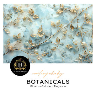 Soft Blue and Gold Leaf Tissue Paper