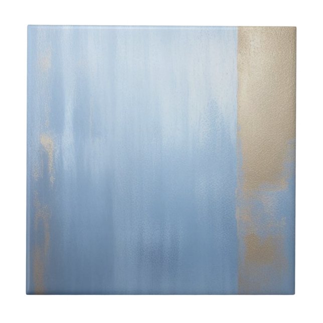 Soft blue and golden Ceramic Tile (Front)