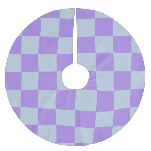 Soft Blue and Lavender Checkered Brushed Polyester Tree Skirt