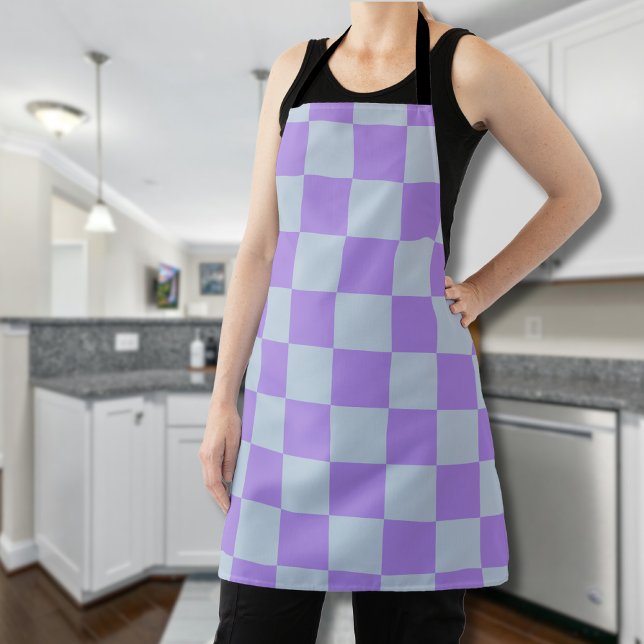 Soft Blue and Lavender Chequered Apron (Creator Uploaded)