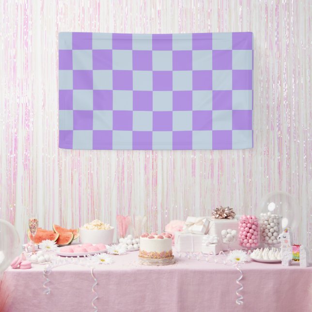 Soft Blue and Lavender Chequered Banner (Party)