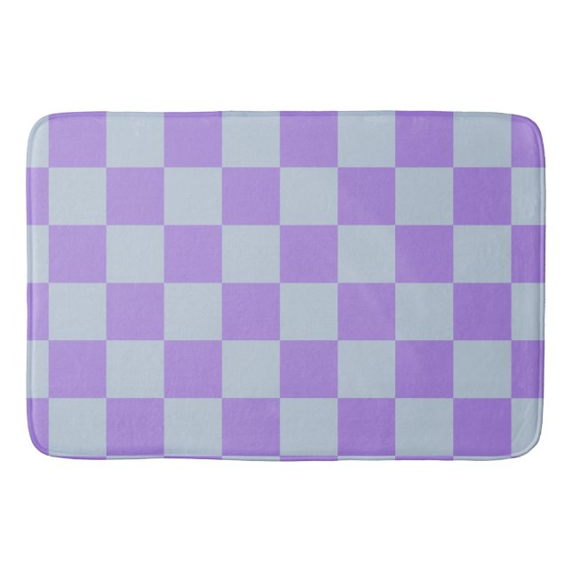 Soft Blue and Lavender Chequered Bath Mat (Front)