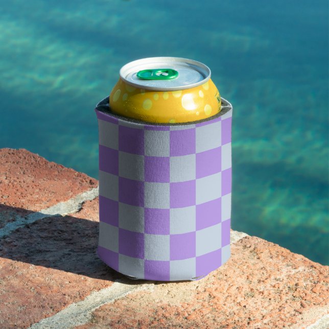 Soft Blue and Lavender Chequered Can Cooler (In Situ Pool)