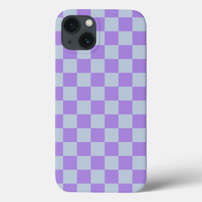 Soft Blue and Lavender Chequered Case-Mate iPhone Case (Back)