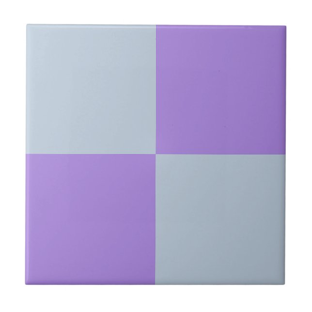Soft Blue and Lavender Chequered Ceramic Tile (Front)