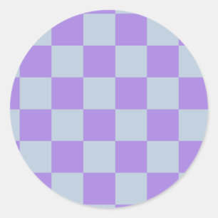 Soft Blue and Lavender Chequered Classic Round Sticker