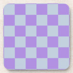 Soft Blue and Lavender Chequered Coaster<br><div class="desc">A delicate chequered pattern in subtle shades of Powder Blue and Lavender Mist — the essence of pastel elegance. Light and harmonious, it radiates calm and freshness, making it perfect for nursery textiles, bedroom decor, dreamy stationery, or minimalist pastel collections. This soft, romantic design is sure to charm fans of...</div>