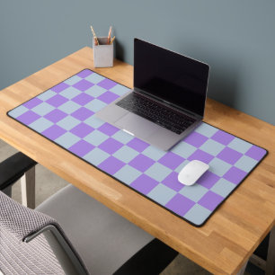 Soft Blue and Lavender Chequered Desk Mat