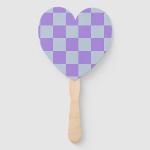 Soft Blue and Lavender Chequered Hand Fan