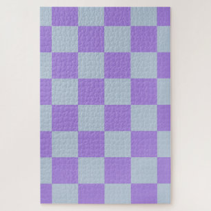 Soft Blue and Lavender Chequered Jigsaw Puzzle