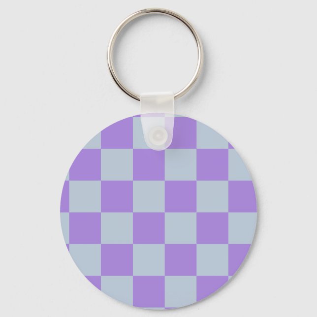 Soft Blue and Lavender Chequered Key Ring (Front)