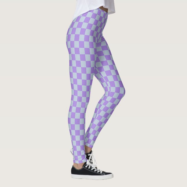 Soft Blue and Lavender Chequered Leggings (Right)