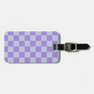 Soft Blue and Lavender Chequered Luggage Tag