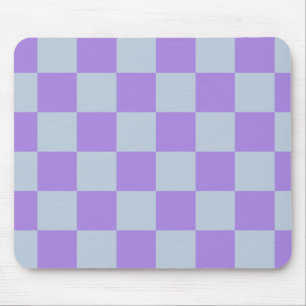 Soft Blue and Lavender Chequered Mouse Pad
