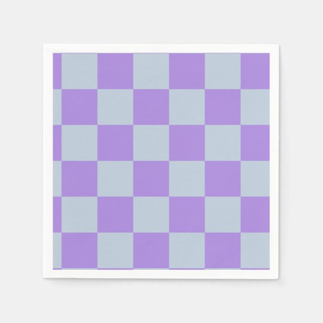 Soft Blue and Lavender Chequered Napkin (Front)