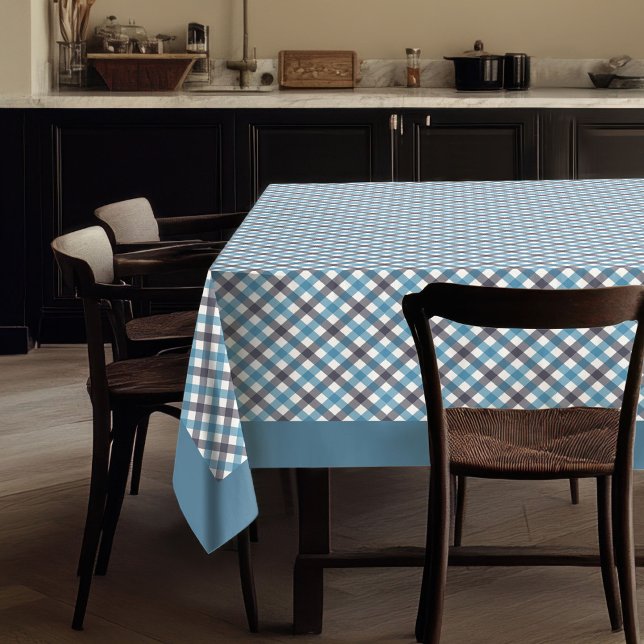 Soft Blue and Navy Plaid Tablecloth for Events (Soft Blue and Navy Plaid Tablecloth for Events)