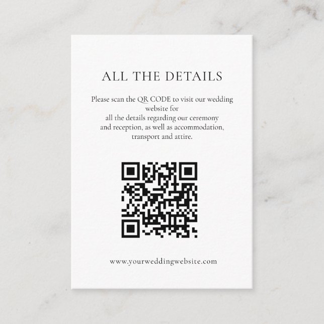 Soft Blue and Pink Flowers QR Code Wedding Details Enclosure Card (Front)