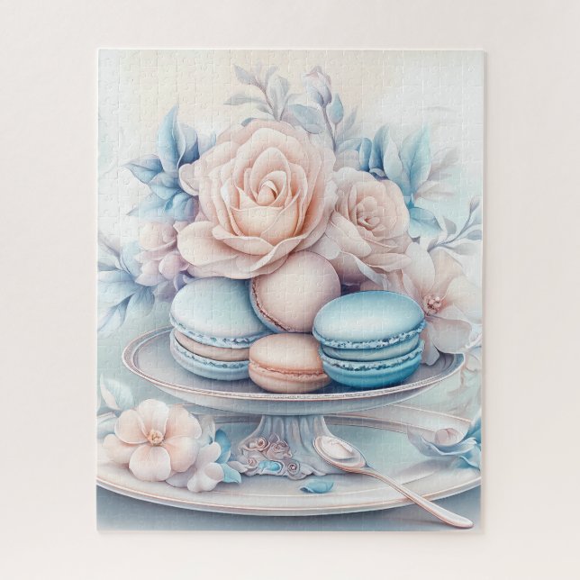 Soft Blue and Pink Macaron Delight  Jigsaw Puzzle (Vertical)