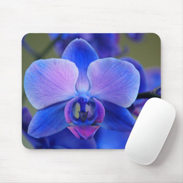 Soft Blue and Pink Orchid Mousepad (With Mouse)