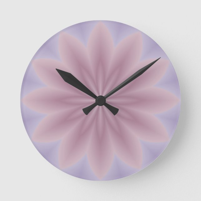 Soft Blue and Pink Pattern Round Clock (Front)