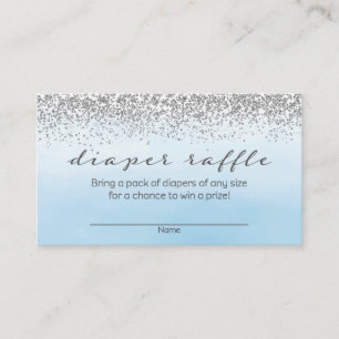 Soft Blue and Silver Baby Shower Diaper Raffle Enclosure Card