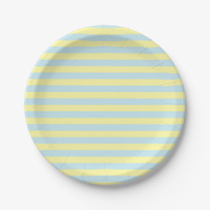 Soft Blue and Soft Yellow Stripes Paper Plate