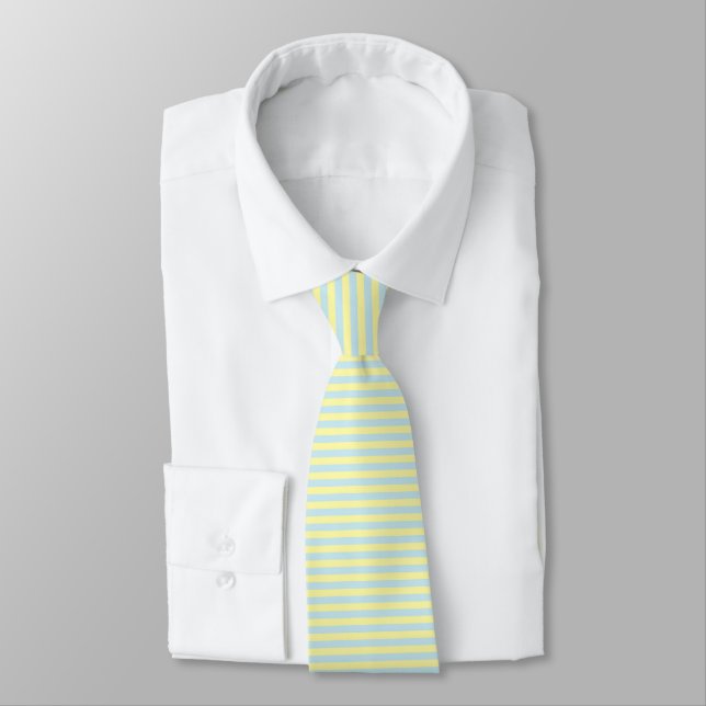 Soft Blue and Soft Yellow Stripes Tie (Tied)